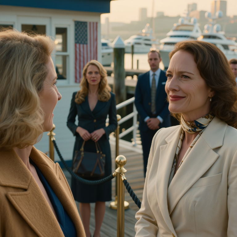 A férjem nővére azt mondta: “Nem tartozol erre a jacht-kirándulásra.” A nevem kihúzódott a vendéglistáról, és helyette a jóga oktatója szerepelt. A newporti beszállókapunál elmosolyodott, és azt mondta, “menjek haza”, az egész család lenézett, a férjem pedig csendben maradt. De amint elfordultam, egy legénységi tag kiáltott, és minden szem rám szegeződött.