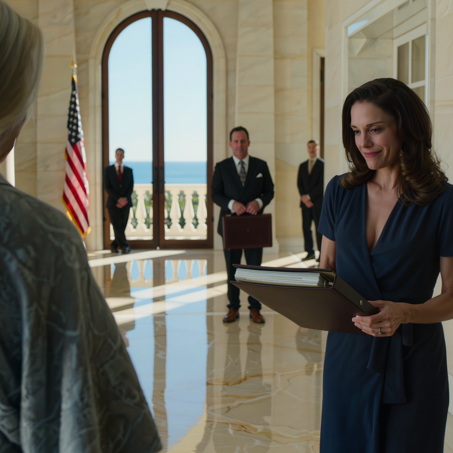 Az esküvő után a menyem egy közjegyzőt hozott a 20 millió dolláros Palm Beach-i kastélyomba, egy vastag mappát mutatott be, és azt mondta: “A házat áthelyezték. Mozgás 72 óra múlva.” A fiam soha nem jelent meg. Csak megnéztem a torz aláírást, mosolyogtam, és mondtam egy mondatot, amitől elkezdtek remegni.