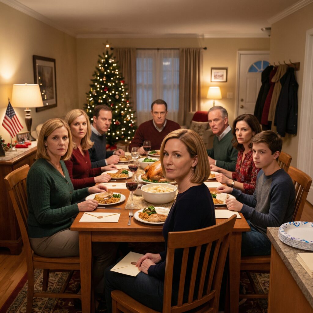 A családom azt mondta, hogy a 17 éves örökbefogadott lányom nem tud részt venni a nővérem esküvőjén. Nem vitatkoztam. Csak annyit mondtam: “Akkor a háztartásom nem lesz ott.” De amikor eljött a karácsonyi vacsora, csendben megváltoztattam egy apró dolgot – és kevesebb mint egy perc alatt az egész asztal felrobbant, mindenki teljesen elvesztette az irányítást… mert hirtelen rájöttek, hogy olyasmit tettem, amit senki sem tudott időben megállítani. Három lépéssel előttük voltam.