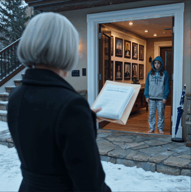 A 16. születésnapomon a testvéreim “elfelejtettek” otthon egy üzenettel, hogy “Maradj távol a szem elől, furcsa.” Egy órával később megszólalt a csengő—és egy furcsa nő azt mondta nekem: “Az apád leírt téged. Most már az enyém vagy… És a cége is.”