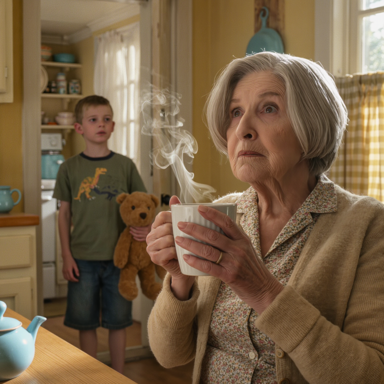 Amikor a “néma” unokám végre kinyitotta a száját, az első suttogása a konyhaasztalomnál egy átlagos bébiszitterhét a csendes amerikai környékünkön életem legfélelmetesebb hét napjává változtatta